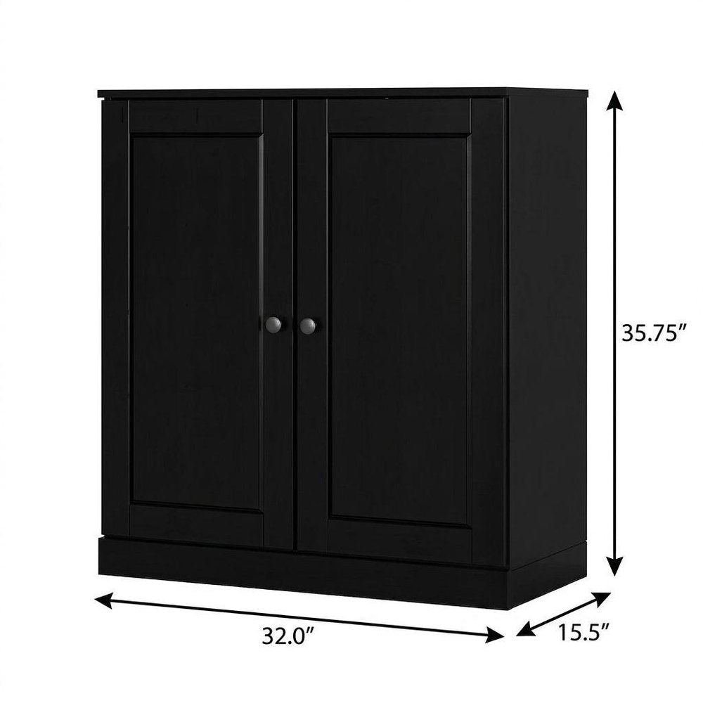 Black Twenty Pair Solid WoodShoe Storage Cabinet HomeRoots