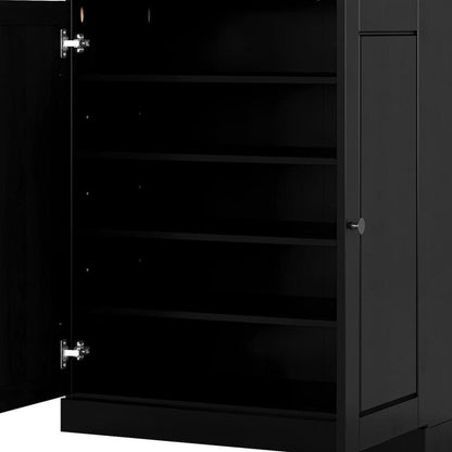 Black Twenty Pair Solid WoodShoe Storage Cabinet
