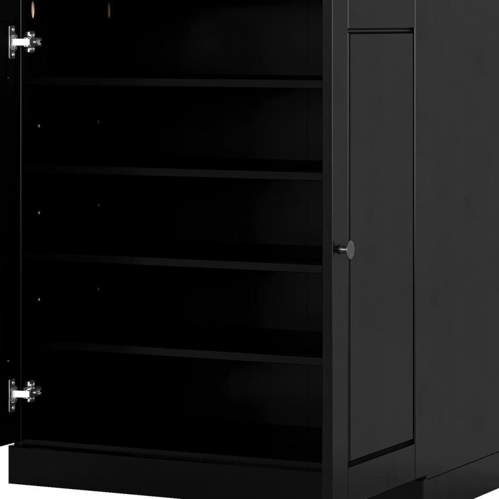 Black Twenty Pair Solid WoodShoe Storage Cabinet
