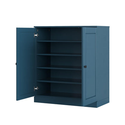 Teal Blue Twenty Pair Solid WoodShoe Storage Cabinet HomeRoots