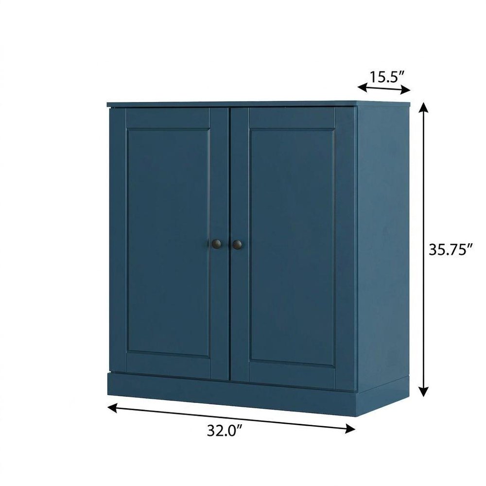 Teal Blue Twenty Pair Solid WoodShoe Storage Cabinet — view 4