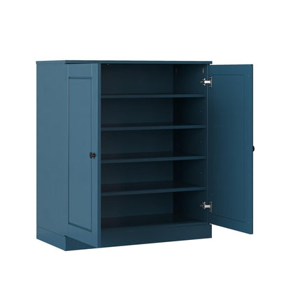 Teal Blue Twenty Pair Solid WoodShoe Storage Cabinet