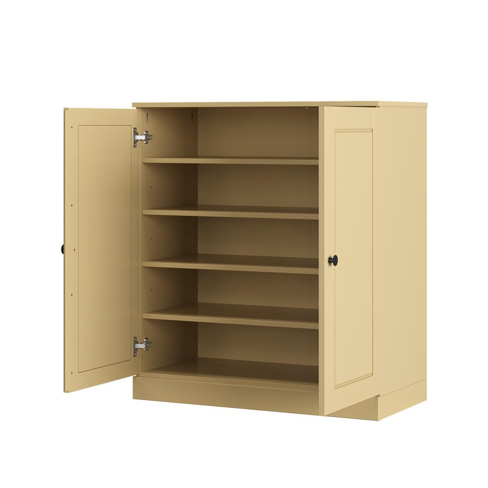 Yellow Twenty Pair Solid WoodShoe Storage Cabinet — view 2