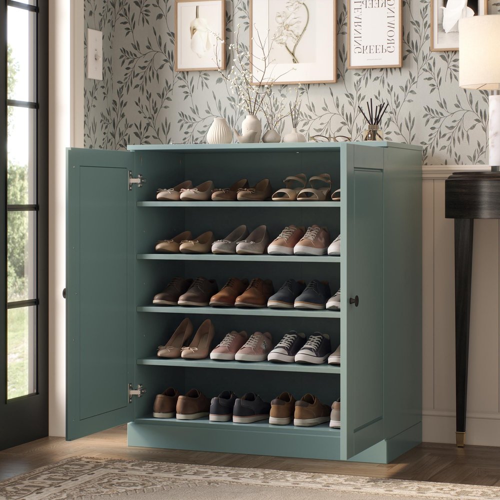 Aqua Twenty Pair Solid WoodShoe Storage Cabinet — view 6