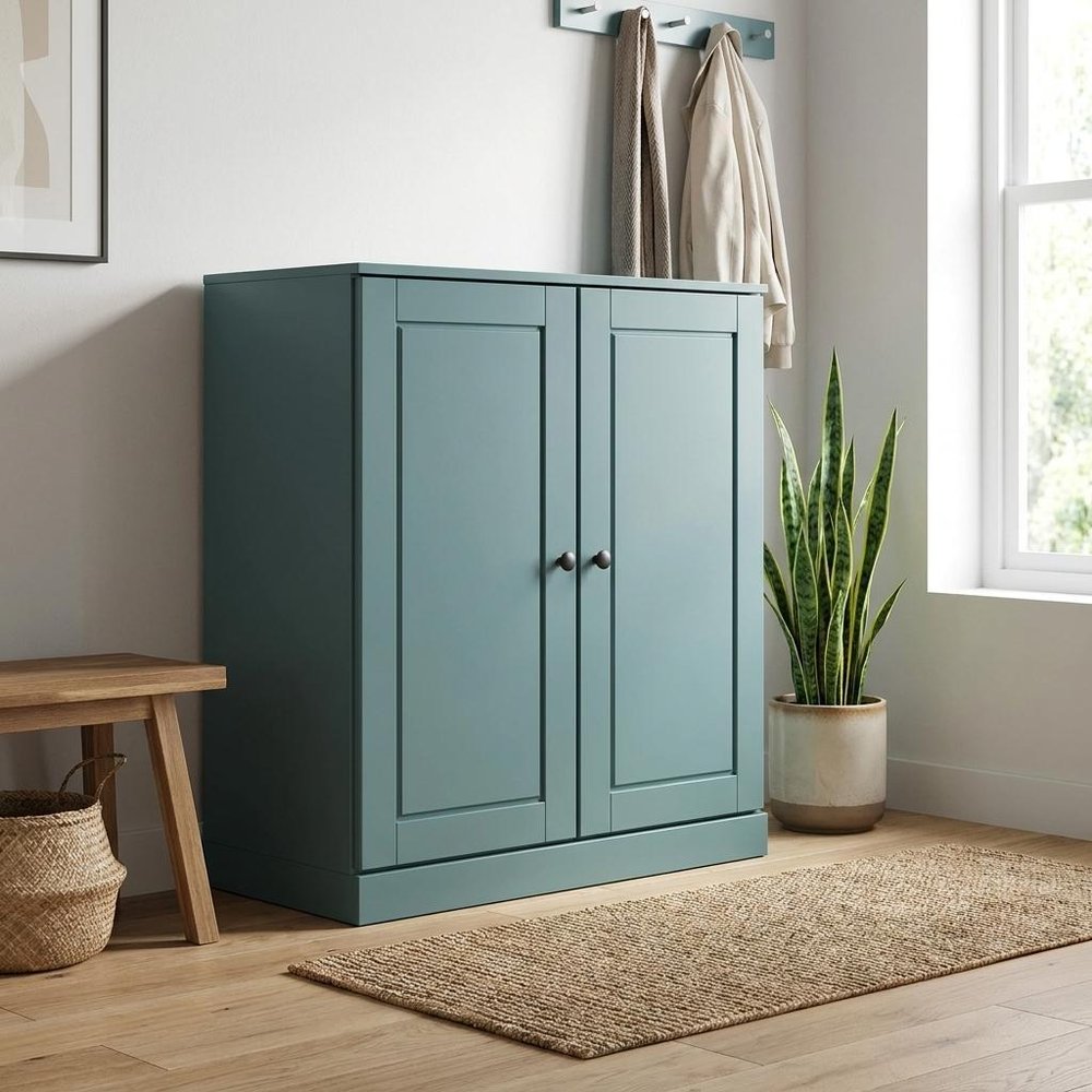 Aqua Twenty Pair Solid WoodShoe Storage Cabinet HomeRoots