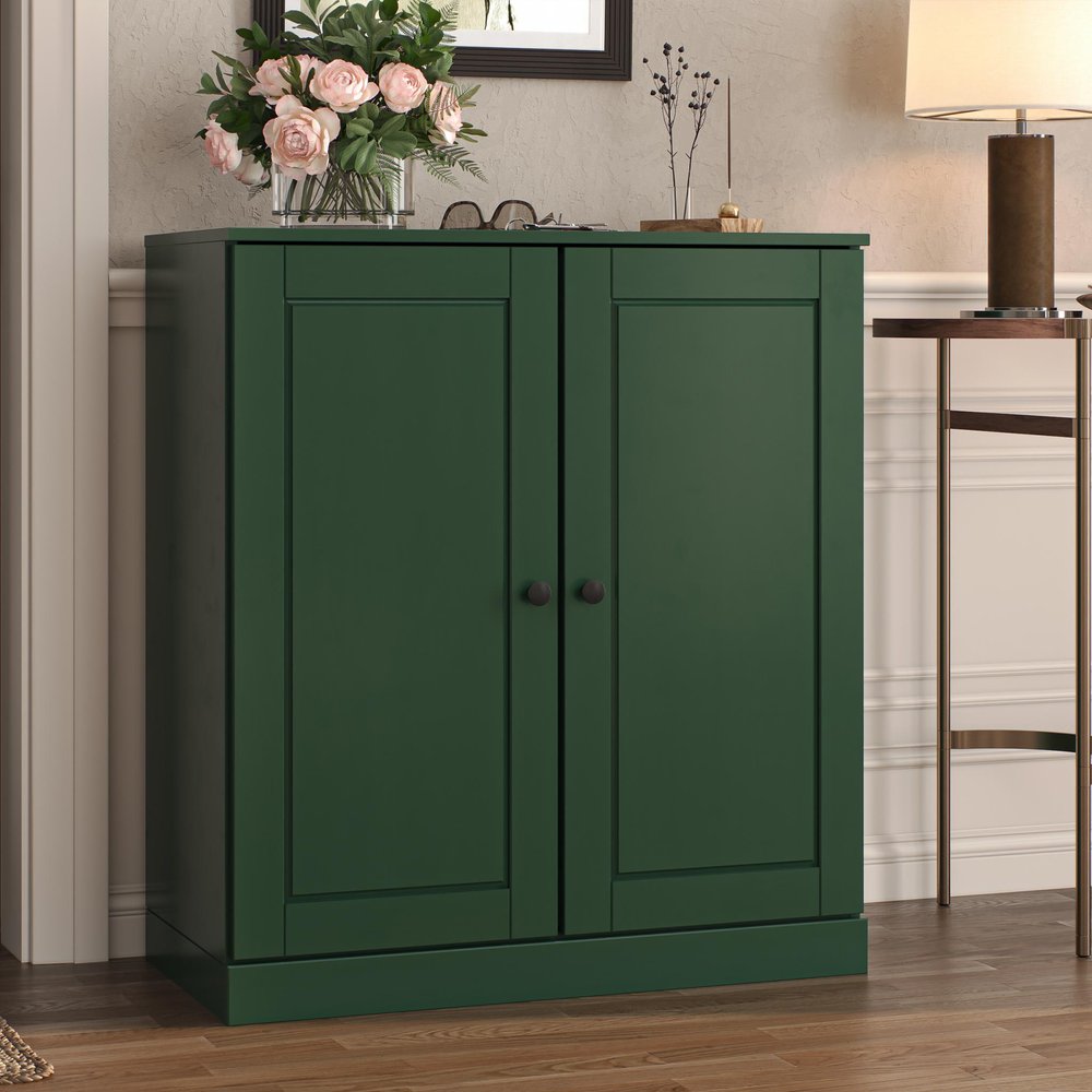 Green Twenty Pair Solid WoodShoe Storage Cabinet HomeRoots