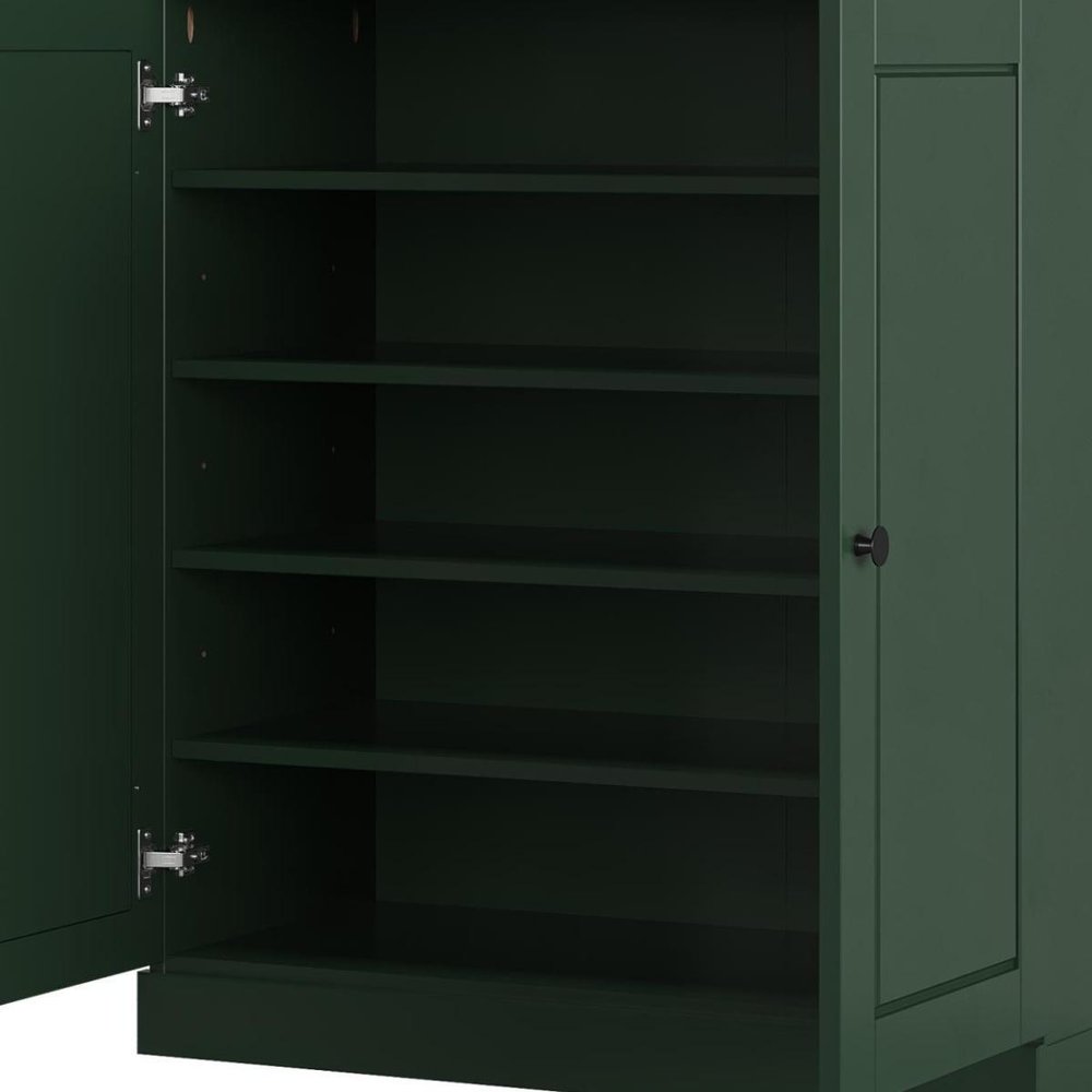 Green Twenty Pair Solid WoodShoe Storage Cabinet
