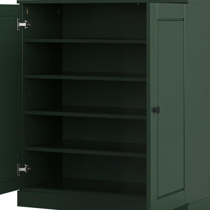 Green Twenty Pair Solid WoodShoe Storage Cabinet