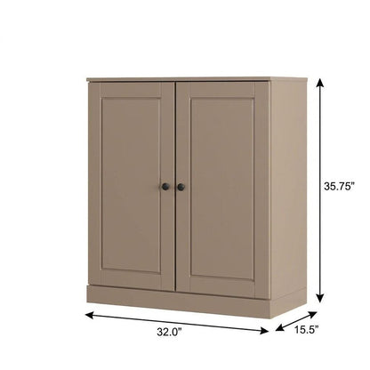 Beige Twenty Pair Solid WoodShoe Storage Cabinet HomeRoots