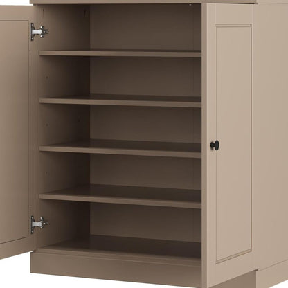 Beige Twenty Pair Solid WoodShoe Storage Cabinet HomeRoots