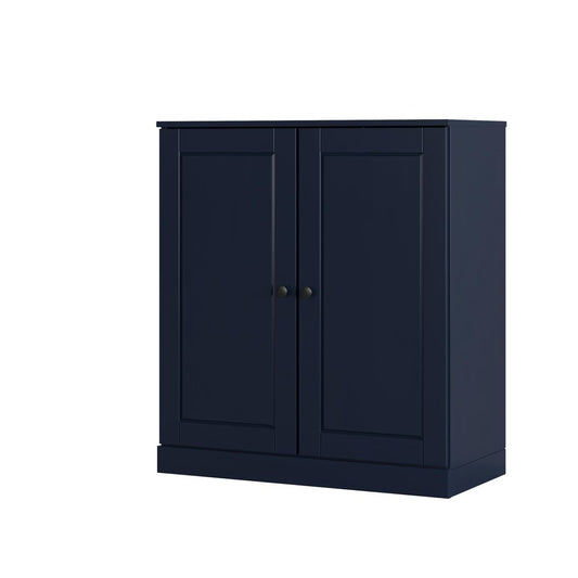 Navy Blue Twenty Pair Solid WoodShoe Storage Cabinet