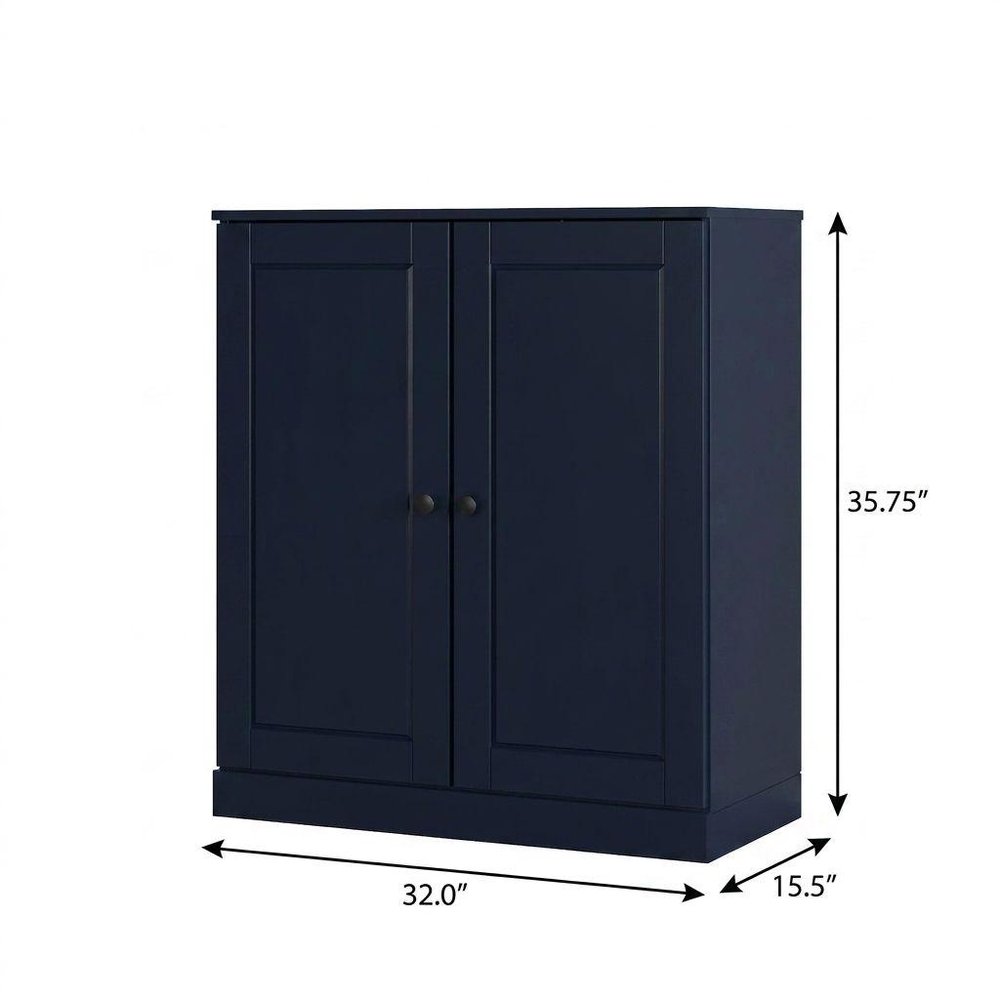Navy Blue Twenty Pair Solid WoodShoe Storage Cabinet HomeRoots
