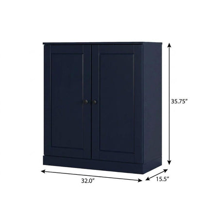 Navy Blue Twenty Pair Solid WoodShoe Storage Cabinet HomeRoots