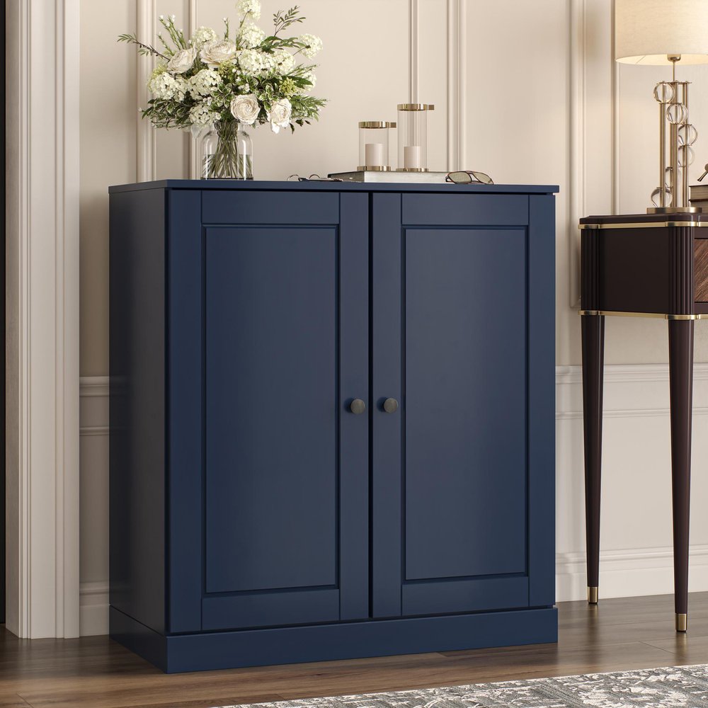 Navy Blue Twenty Pair Solid WoodShoe Storage Cabinet — view 5
