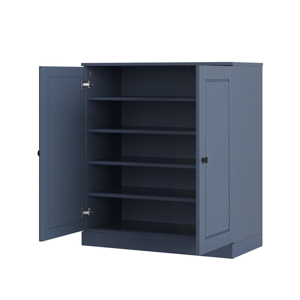 French Blue Twenty Pair Solid WoodShoe Storage Cabinet — view 2