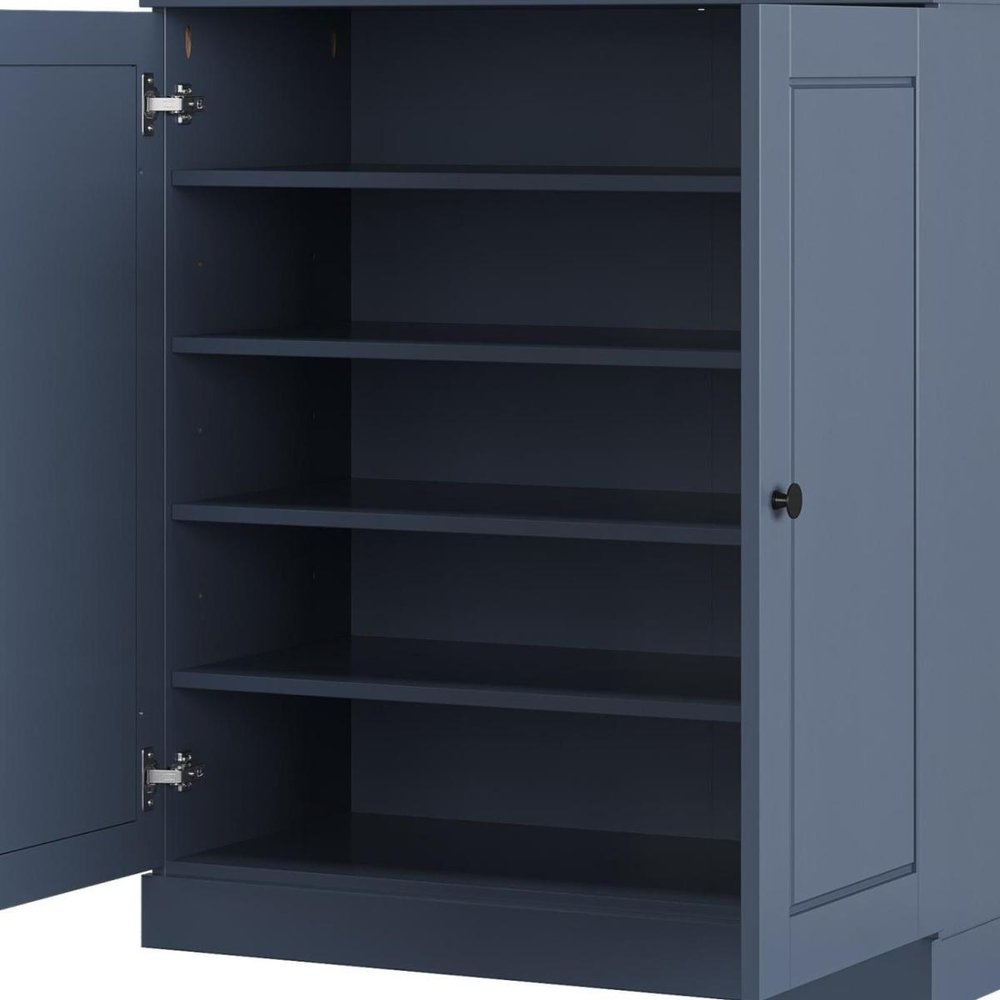 French Blue Twenty Pair Solid WoodShoe Storage Cabinet — view 4