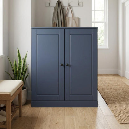 French Blue Twenty Pair Solid WoodShoe Storage Cabinet HomeRoots