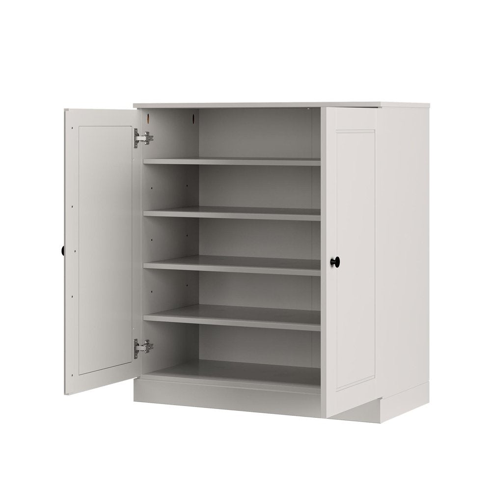 Off White Twenty Pair Solid WoodShoe Storage Cabinet HomeRoots