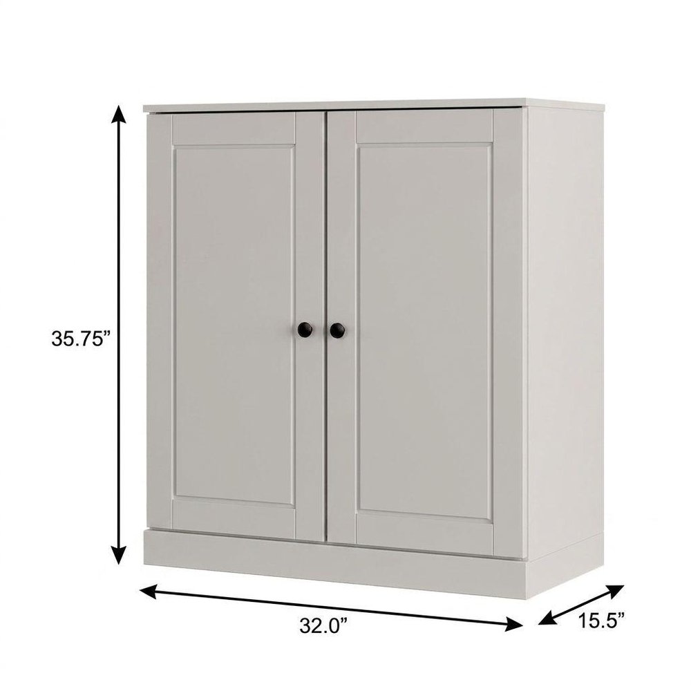 Off White Twenty Pair Solid WoodShoe Storage Cabinet — view 3