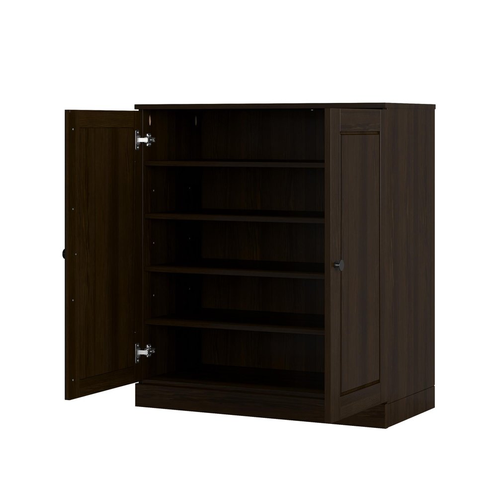 Espresso Twenty Pair Solid WoodShoe Storage Cabinet HomeRoots