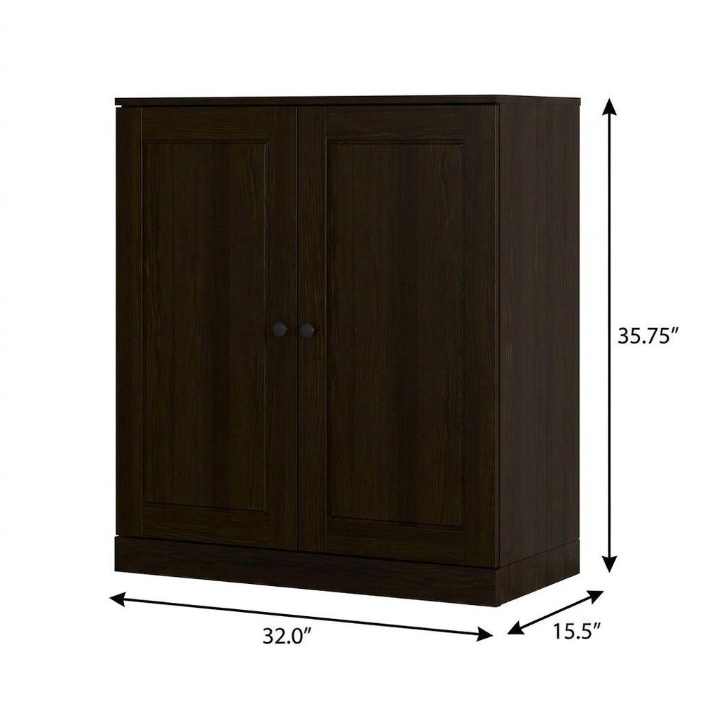 Espresso Twenty Pair Solid WoodShoe Storage Cabinet HomeRoots