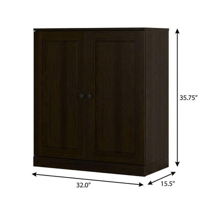Espresso Twenty Pair Solid WoodShoe Storage Cabinet