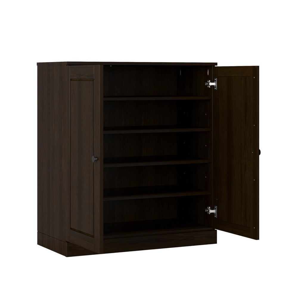 Espresso Twenty Pair Solid WoodShoe Storage Cabinet — view 5