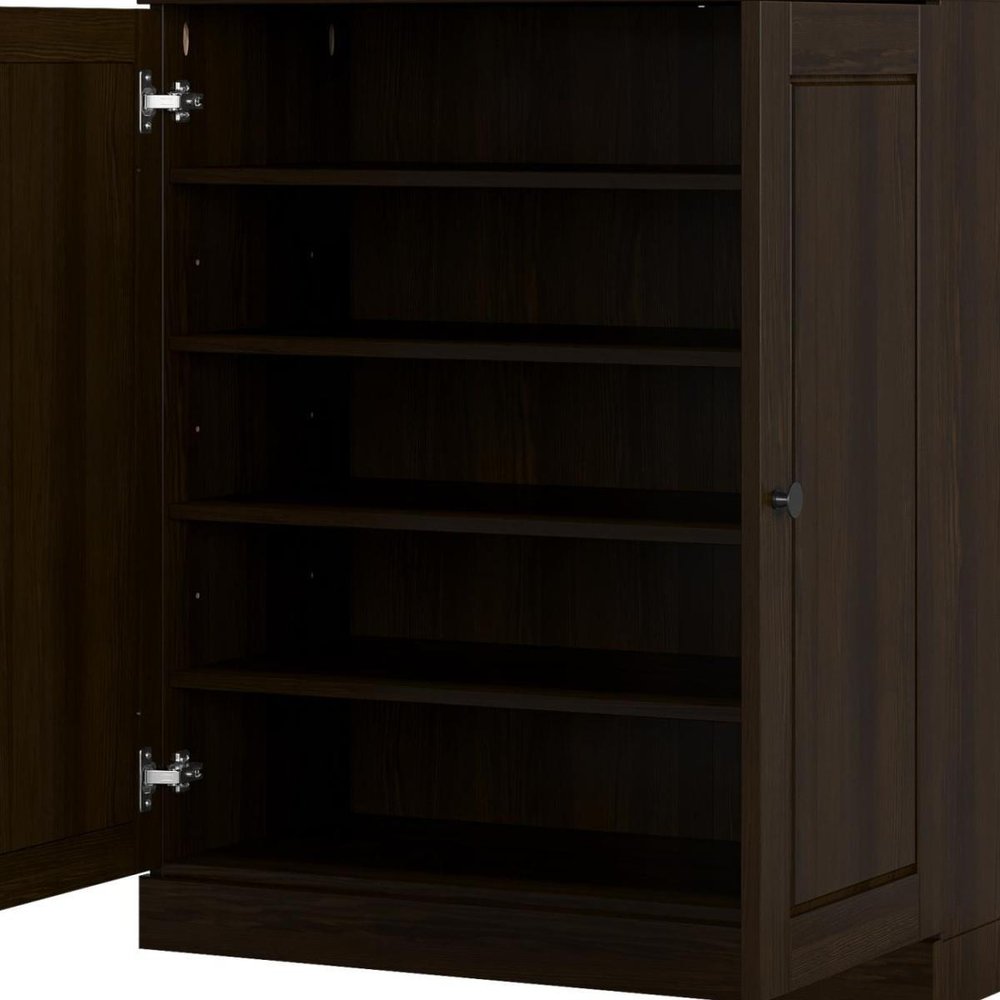 Espresso Twenty Pair Solid WoodShoe Storage Cabinet — view 6