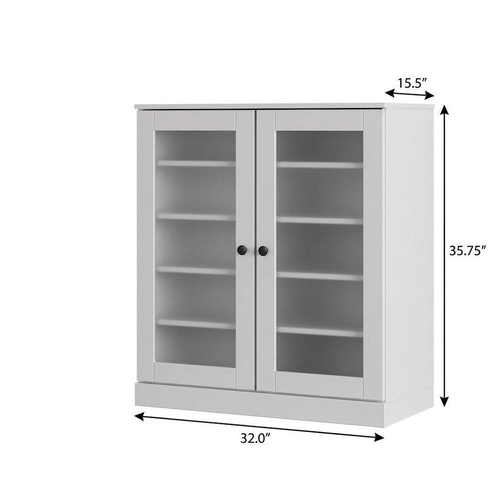 White Twenty Pair Solid WoodShoe Storage Cabinet HomeRoots