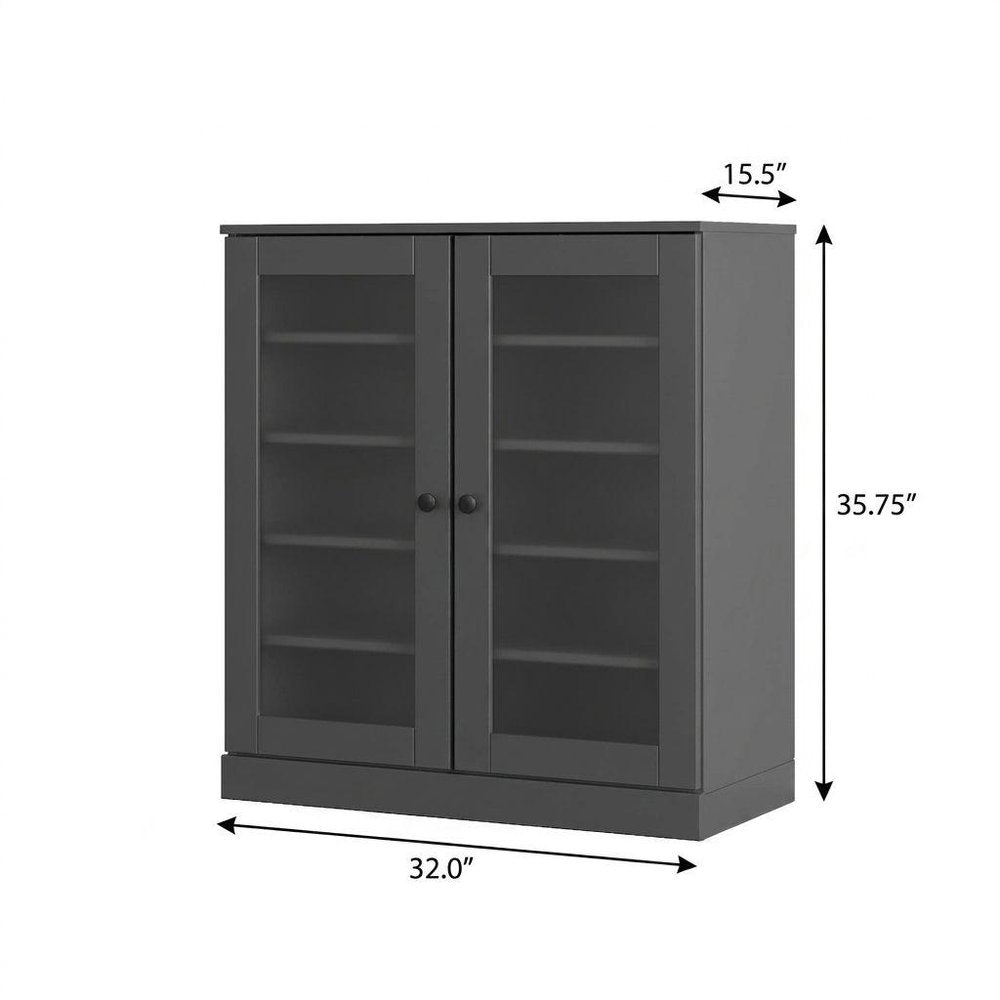 Gray Twenty Pair Solid WoodShoe Storage Cabinet — view 3