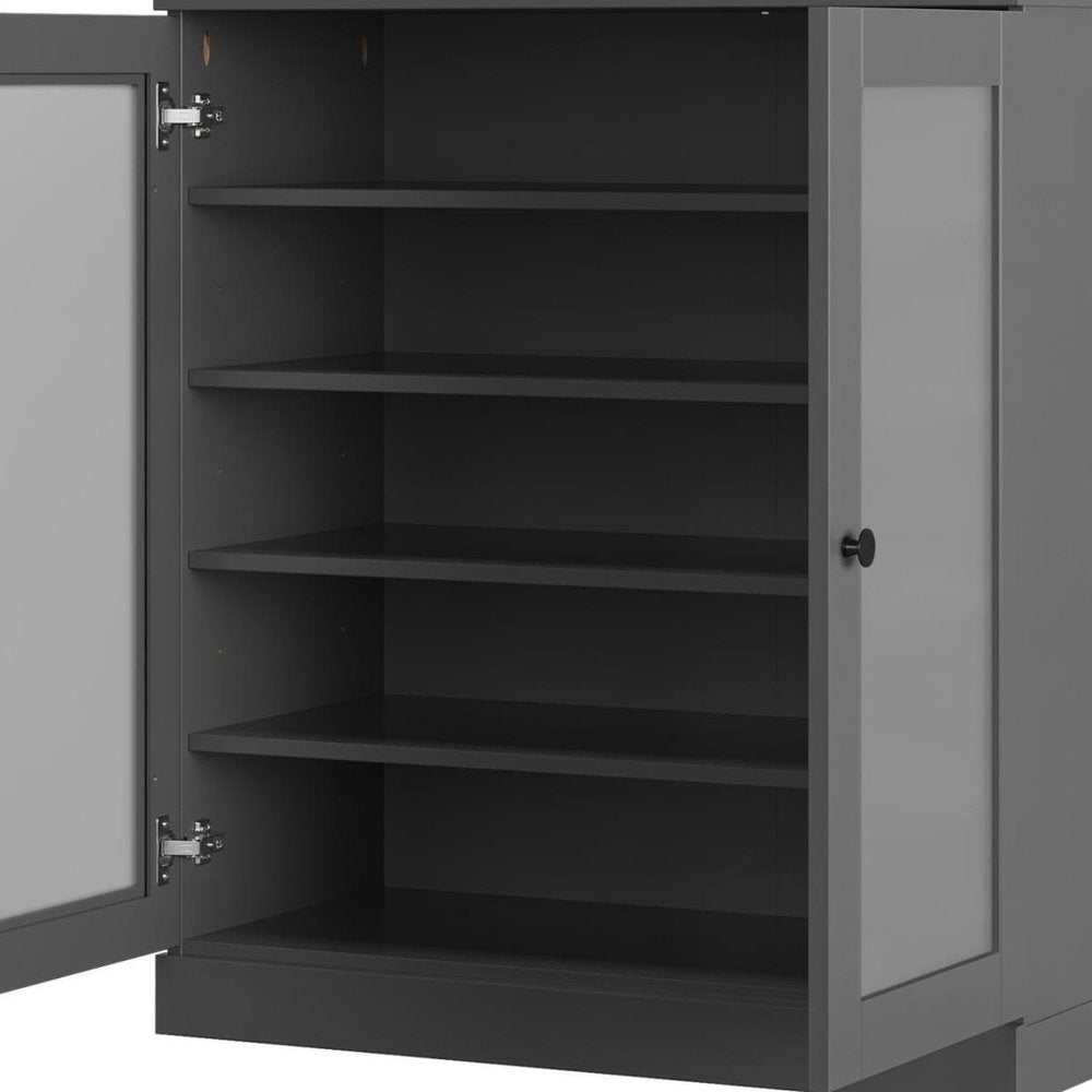 Gray Twenty Pair Solid WoodShoe Storage Cabinet HomeRoots