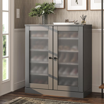 Gray Twenty Pair Solid WoodShoe Storage Cabinet HomeRoots