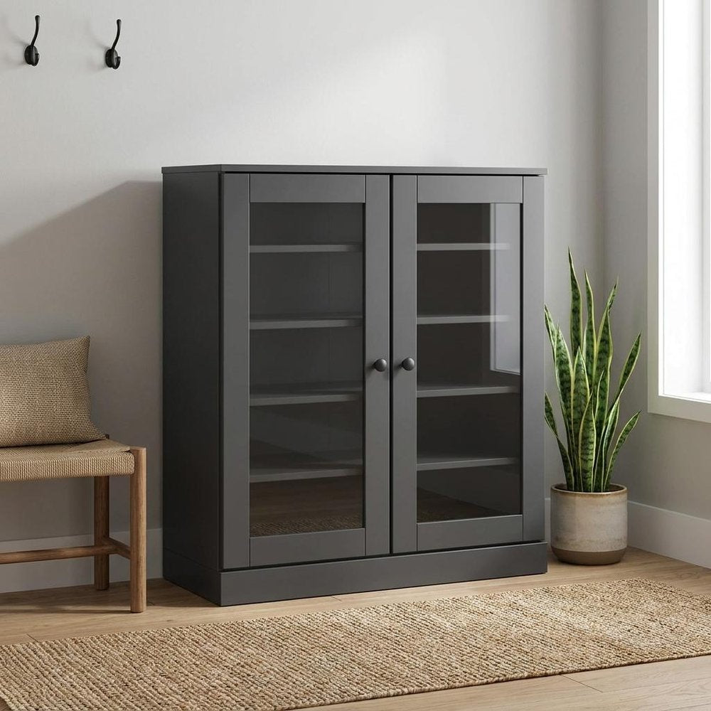 Gray Twenty Pair Solid WoodShoe Storage Cabinet — view 5