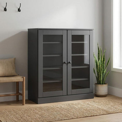 Gray Twenty Pair Solid WoodShoe Storage Cabinet HomeRoots