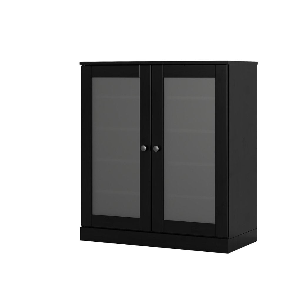 Black Twenty Pair Solid WoodShoe Storage Cabinet HomeRoots