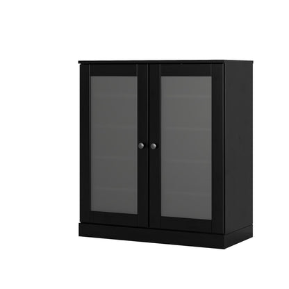 Black Twenty Pair Solid WoodShoe Storage Cabinet