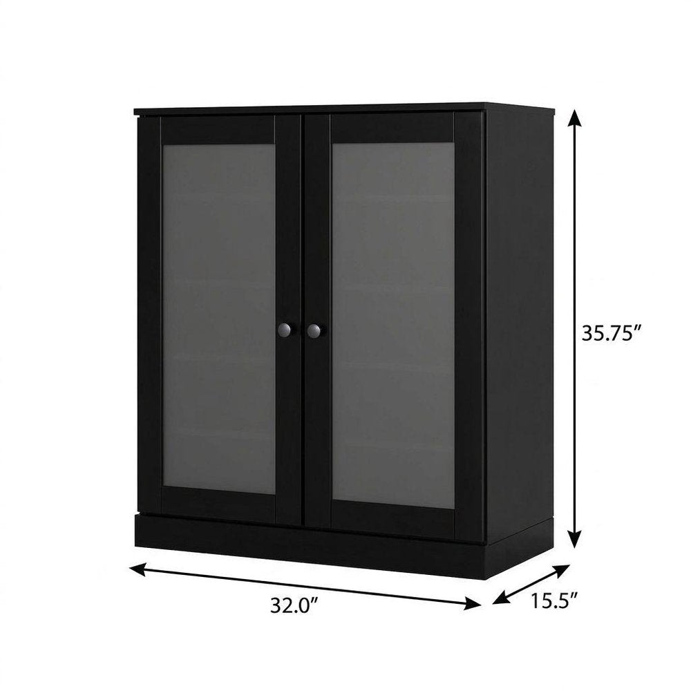 Black Twenty Pair Solid WoodShoe Storage Cabinet — view 2