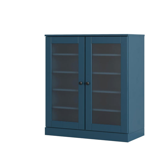 Teal Blue Twenty Pair Solid WoodShoe Storage Cabinet