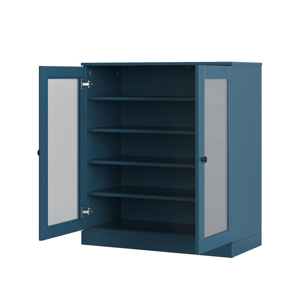 Teal Blue Twenty Pair Solid WoodShoe Storage Cabinet HomeRoots