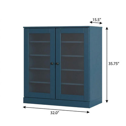 Teal Blue Twenty Pair Solid WoodShoe Storage Cabinet HomeRoots