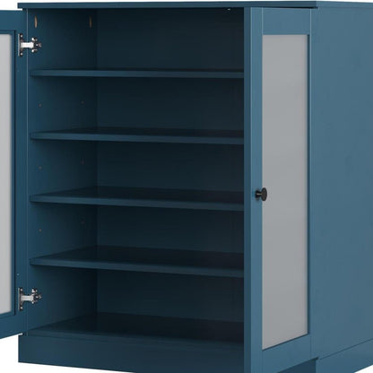 Teal Blue Twenty Pair Solid WoodShoe Storage Cabinet HomeRoots