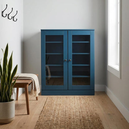 Teal Blue Twenty Pair Solid WoodShoe Storage Cabinet HomeRoots
