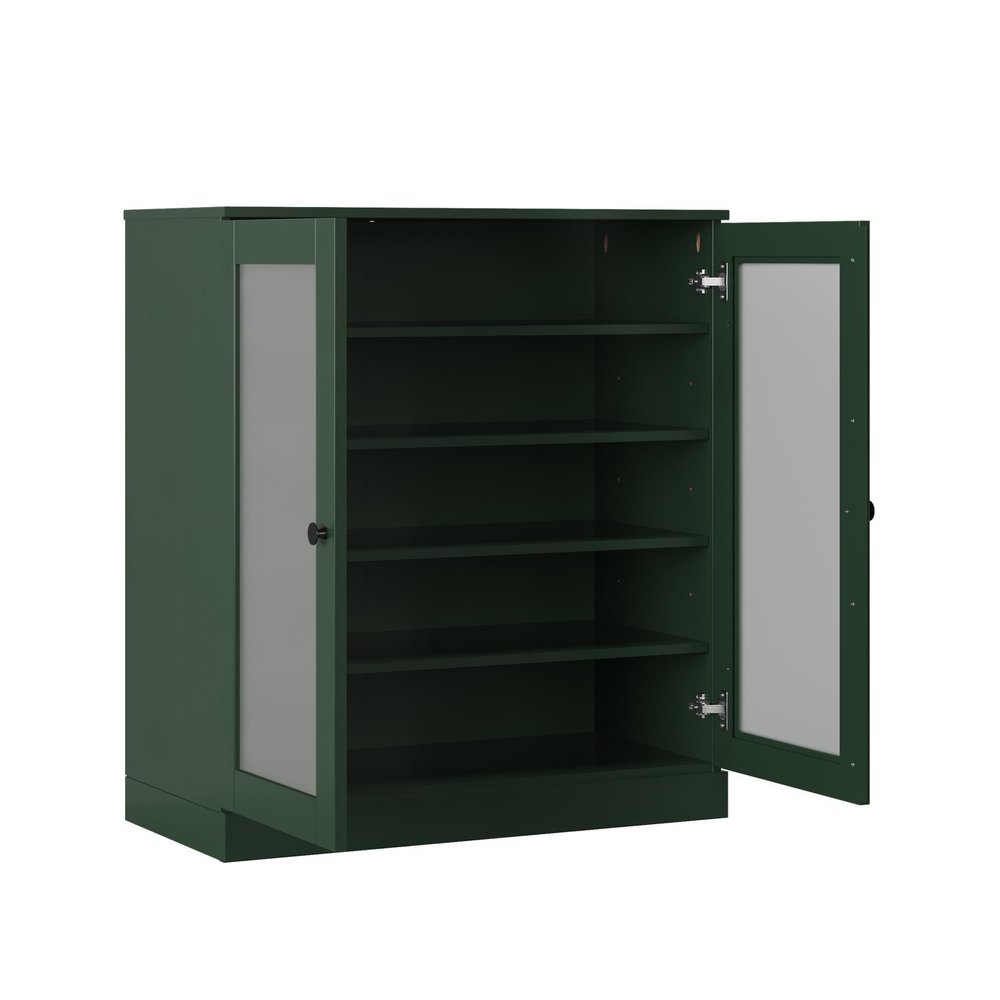 Green Twenty Pair Solid WoodShoe Storage Cabinet