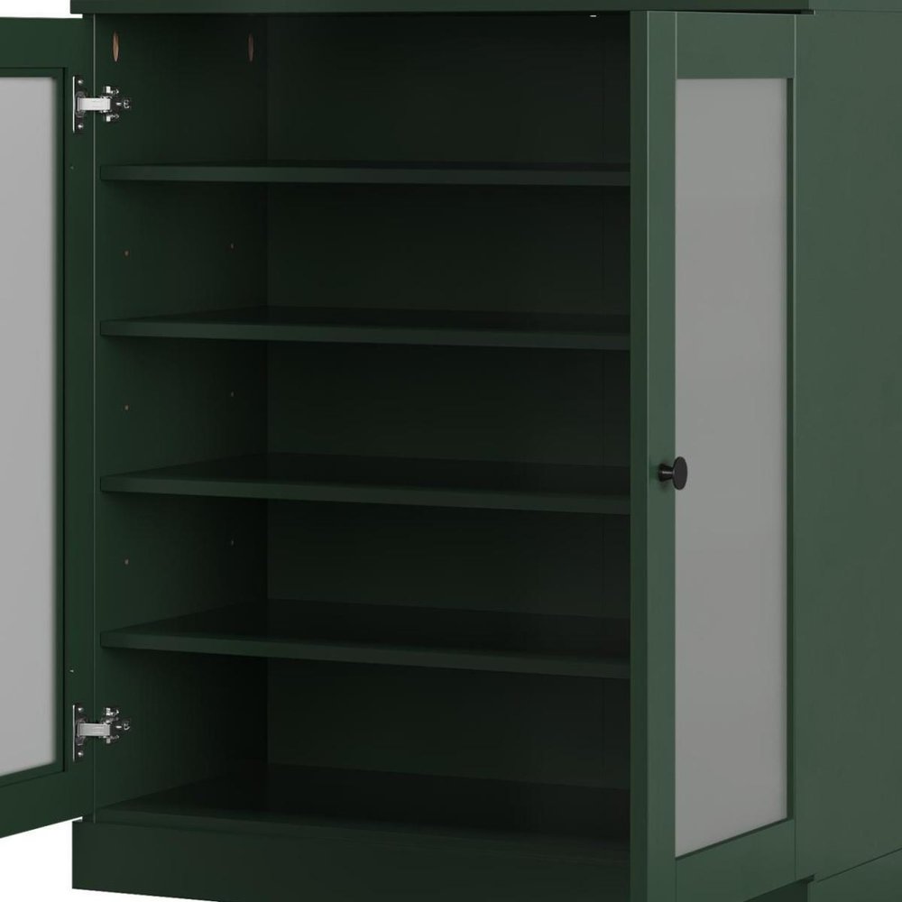 Green Twenty Pair Solid WoodShoe Storage Cabinet