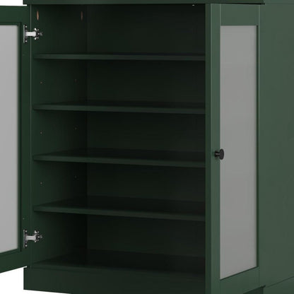 Green Twenty Pair Solid WoodShoe Storage Cabinet