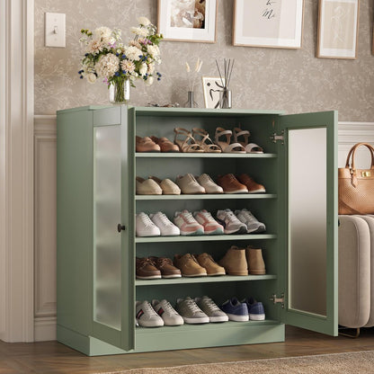 Sage Twenty Pair Solid WoodShoe Storage Cabinet HomeRoots