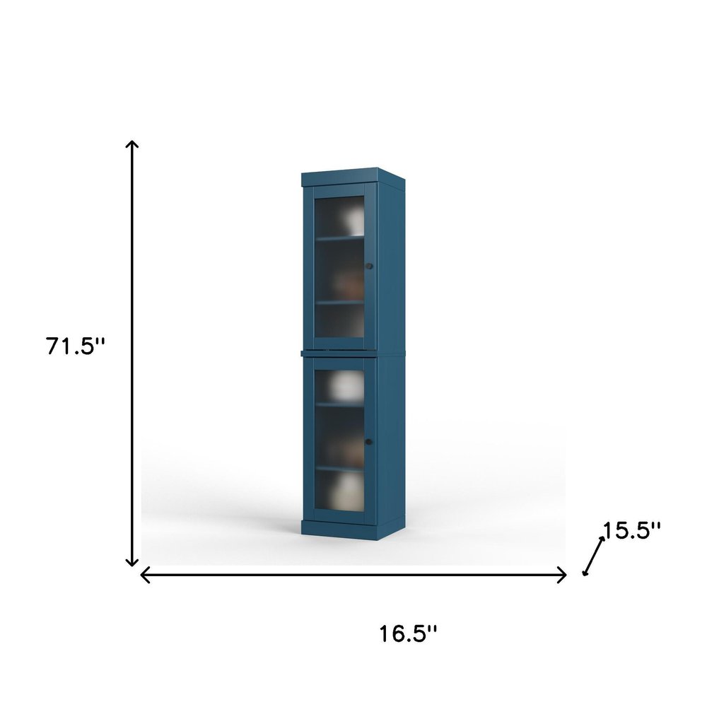72" Teal Blue Solid Wood Two Door Pantry Or Storage Closet HomeRoots