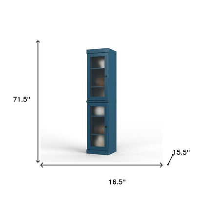 72" Teal Blue Solid Wood Two Door Pantry Or Storage Closet HomeRoots