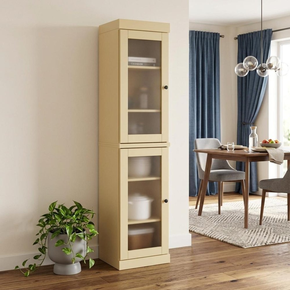 72" Yellow Solid Wood Two Door Pantry Or Storage Closet HomeRoots