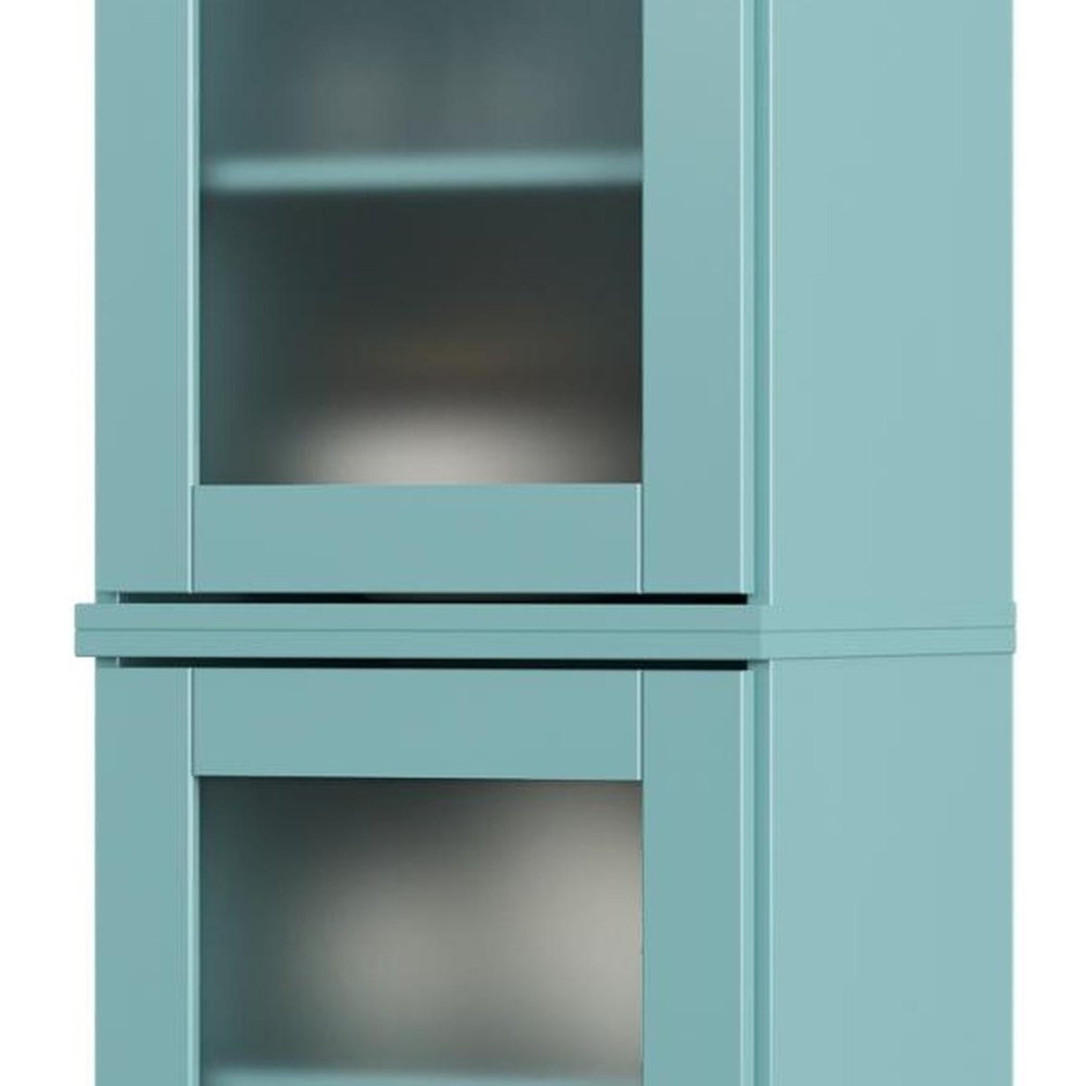 72" Aqua Solid Wood Two Door Pantry Or Storage Closet HomeRoots